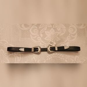 Black Belt with Two Silver Buckles
